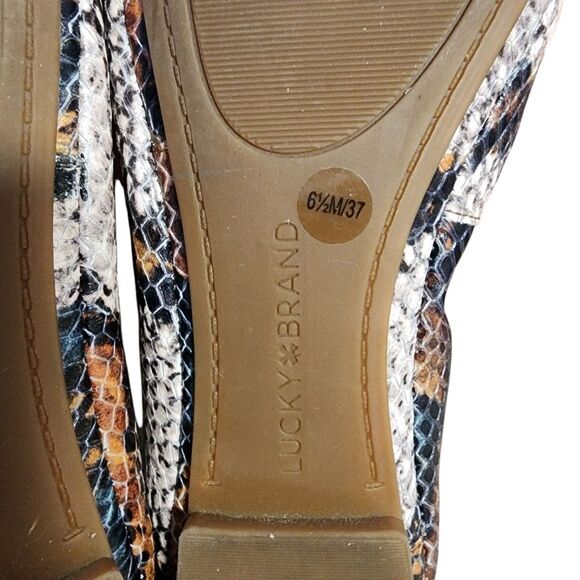 Lucky Brand Shoe Women 6.5 M Leather Snakeskin Print Ballet Flat Slip On Casual - Picture 9 of 14